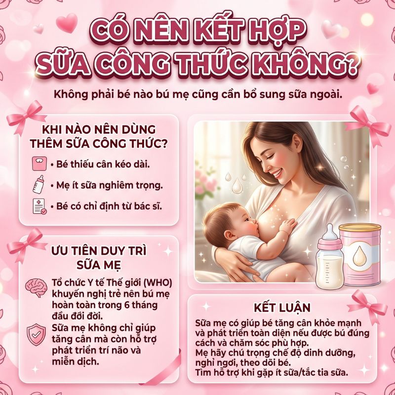 có nên kết hợp sữa công thức với bú mẹ không