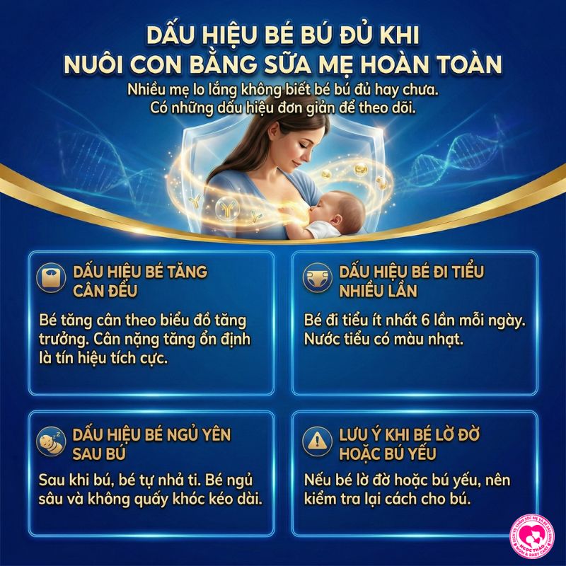 Dấu hiệu bé bú đủ