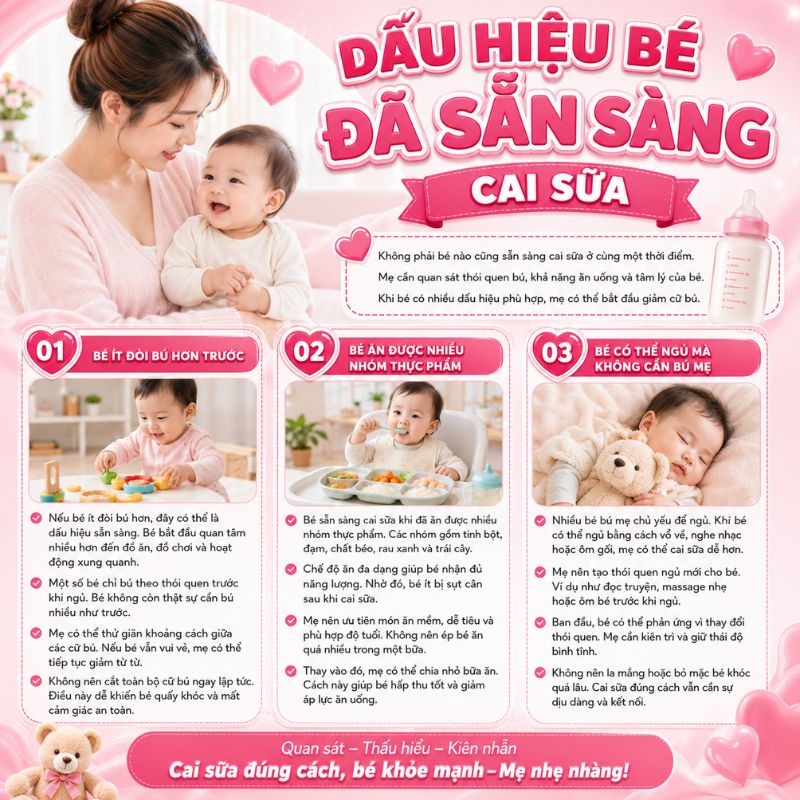 dấu hiệu bé đã sẵn sáng cai sữa