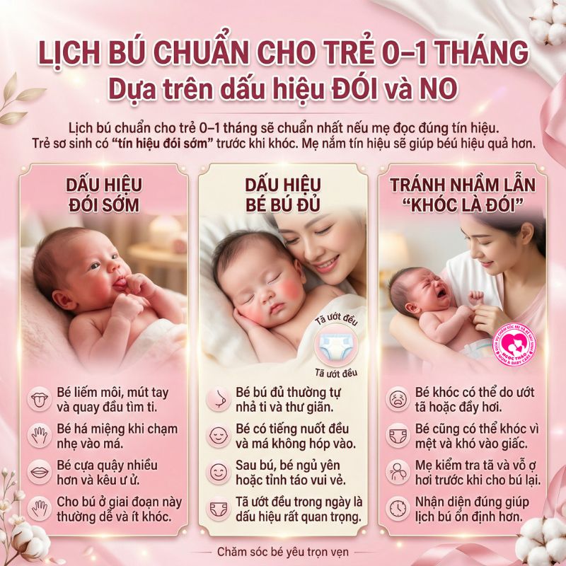 Dấu hiệu bé đói và no