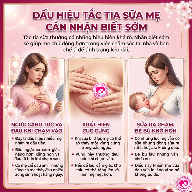 dấu hiệu nhận biết tắc tia sữa