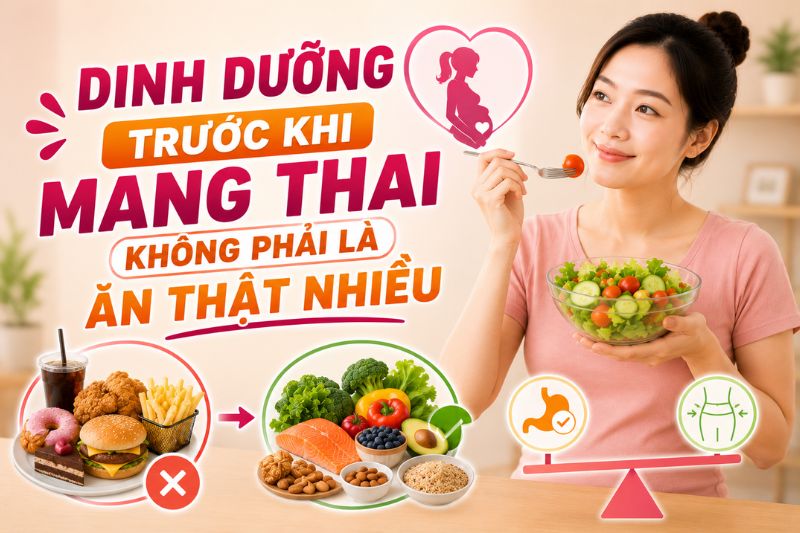 dinh dưỡng trước khi mang thai không phải là ăn thật nhiều