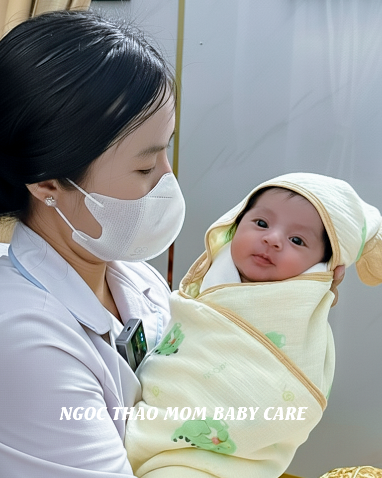 em bé của ngọc thảo mom baby care được cô chăm sóc tại nhà