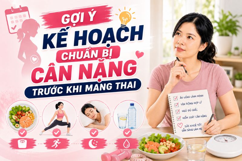 gợi ý kế hoạch chuẩn bị cân nặng trước khi mang thai
