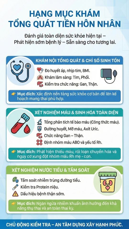hạng mục khám tổng quát tiền hôn nhân