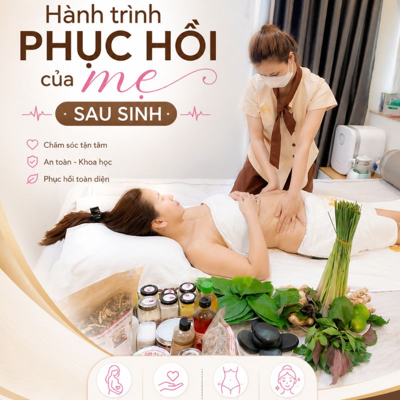 cô chuyên viên đang chăm sóc phục hồi cho mẹ sau sinh tại nhà