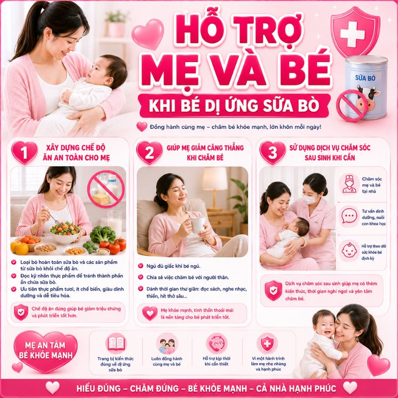 hố trợ mẹ và bé dị ứng sữa bò