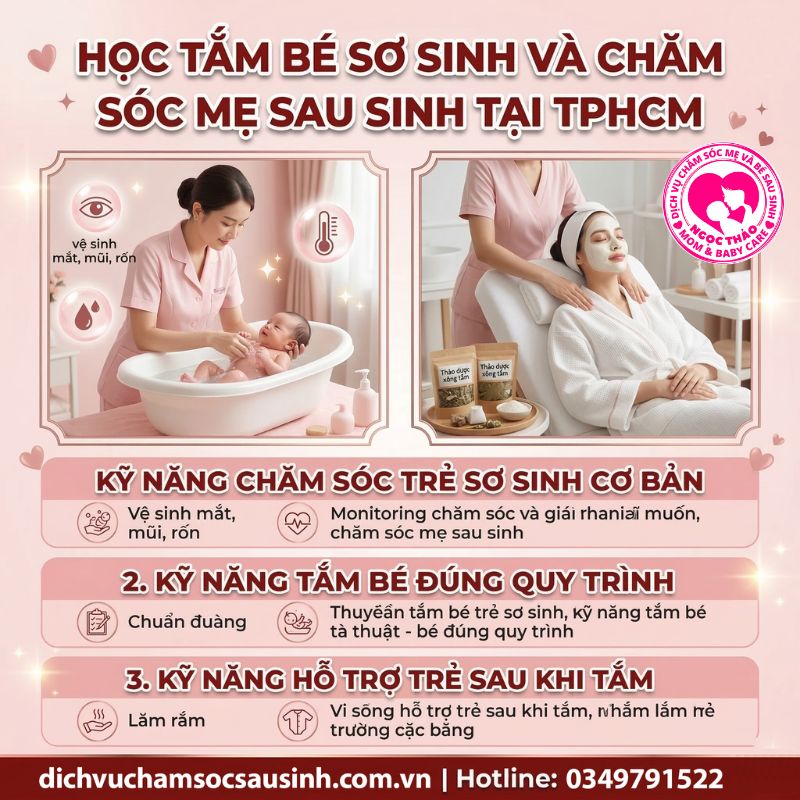 học tắm bé và chăm sóc mẹ sau sinh tại tphcm