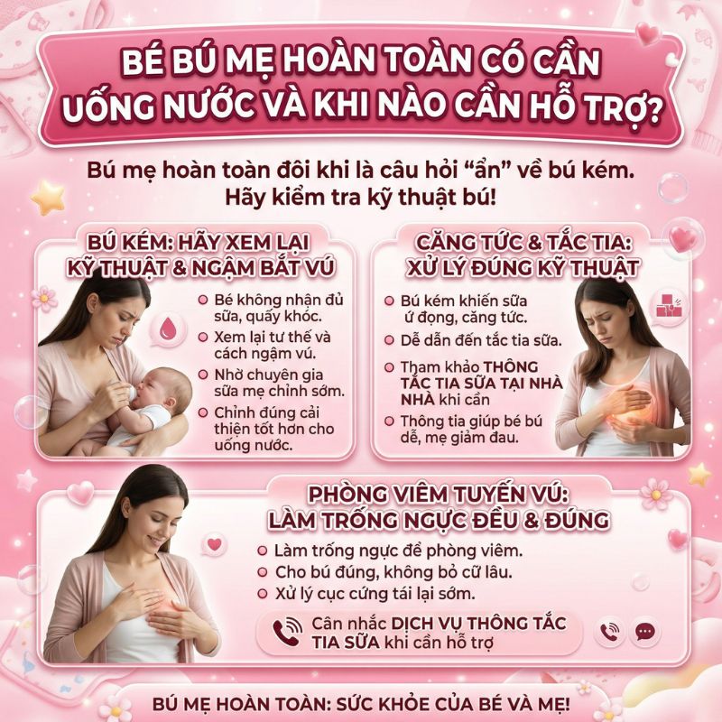 bé bú mẹ hoàn toàn có nên cho bé uống nước không