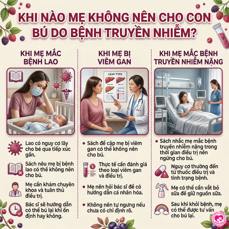 khi nào mẹ không nên cho con bú do bệnh truyền nhiễm
