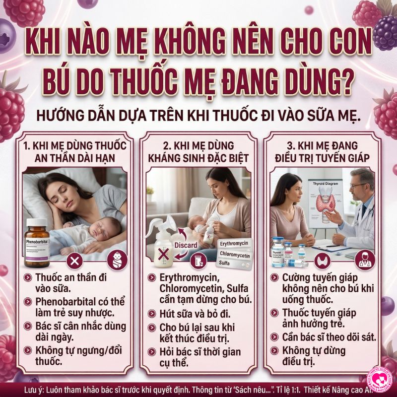 khi nào mẹ không nên cho con bú do dùng thuốc