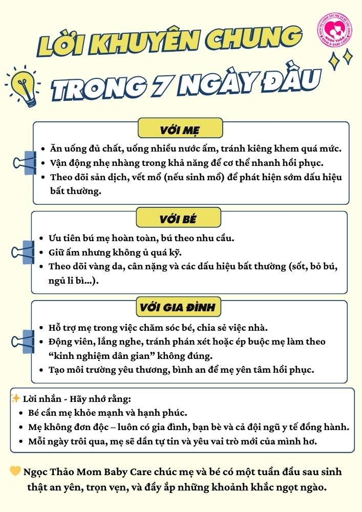 Kinh nghiệm chăm sóc mẹ và be 7 ngày đầu sau sinh