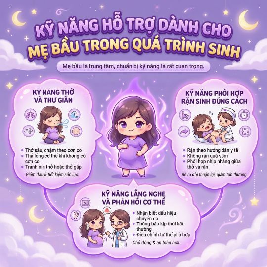 kỹ năng hỗ trợ dành cho mẹ bầu trong quá trình sinh