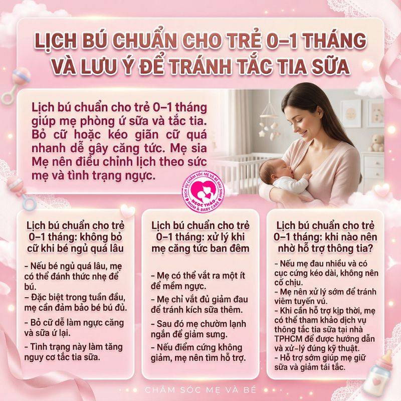 lịch bú chuẩn cho bé tránh tắc sữa