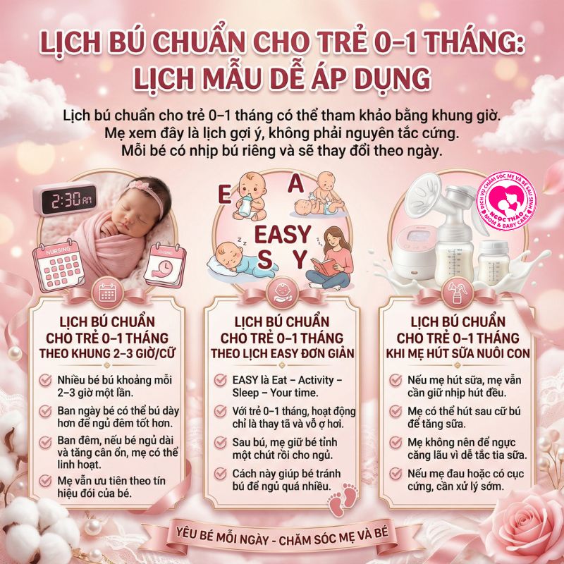 lịch bú mẫu cho bé dễ thực hiên