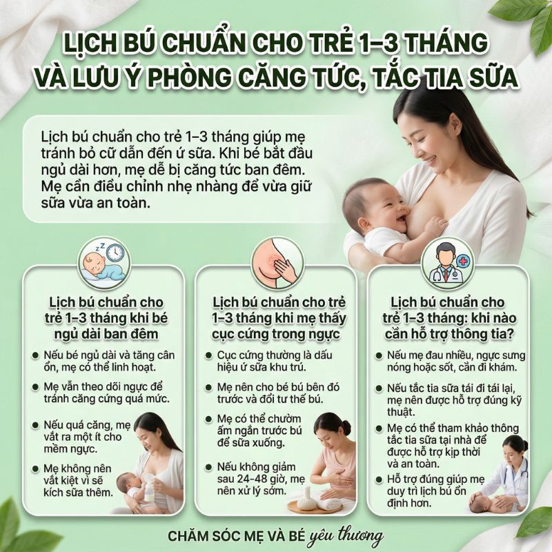 lịch bú chuẩn cho bé 3 tháng để tránh tắc tia sữa