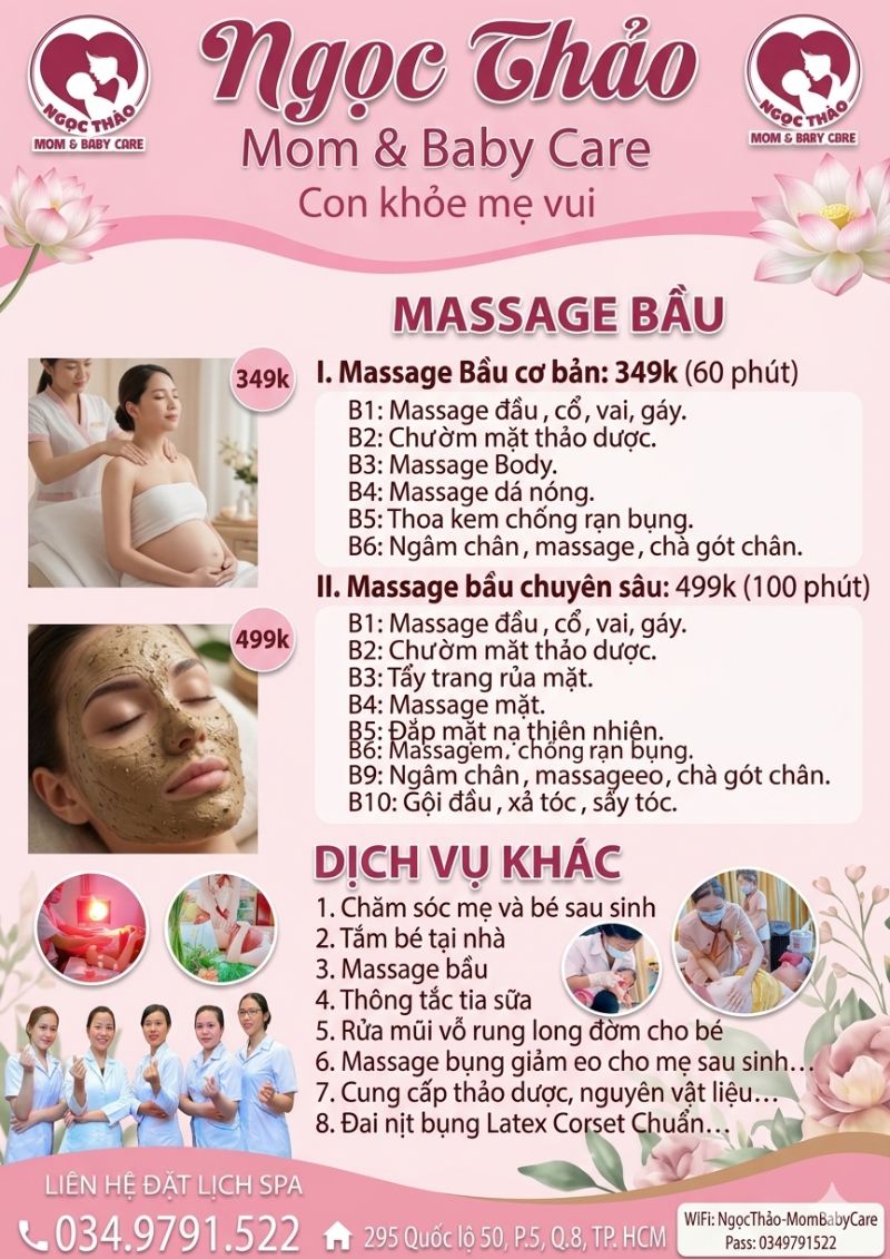 bảng liệu trình massage bầu uy tín tại tphcm ngoc thao mom baby care