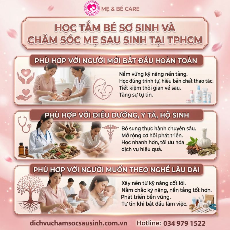 Lợi ích của học tắm bé và chăm sóc mẹ sau sinh tại tphcm