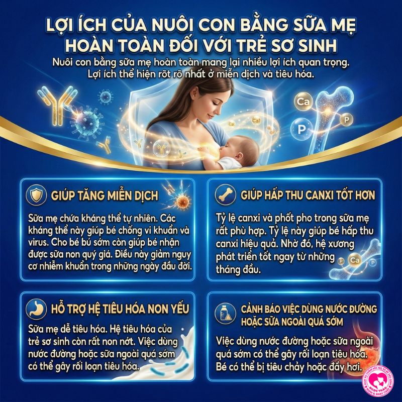 lợi ích của nuôi con bằng sữa mẹ 6 tháng đầu
