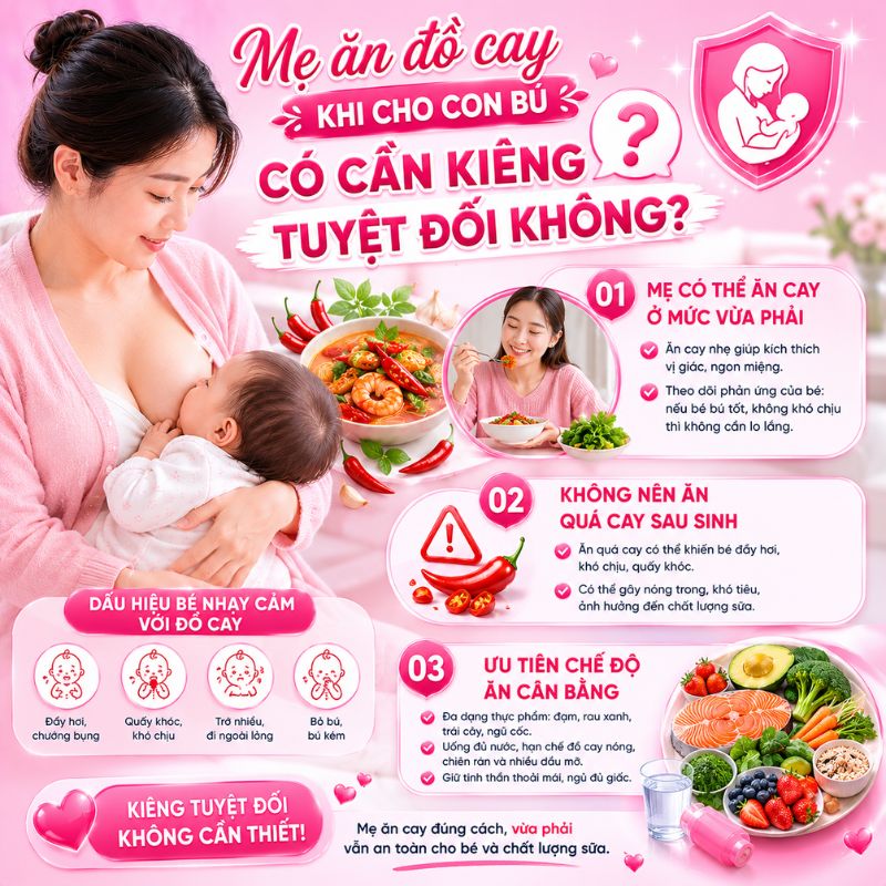 mẹ ăn đồ cay khi cho con bú có cần kiêng cứ không