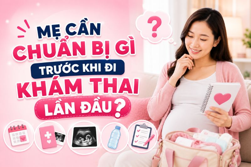 mẹ bầu đang chuẩn bị đồ cho buổi khám thai lần đầu