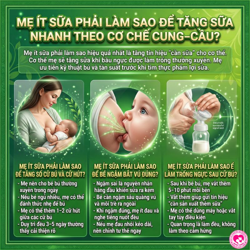 Mẹ ít sữa làm sao để tăng sữa nhanh