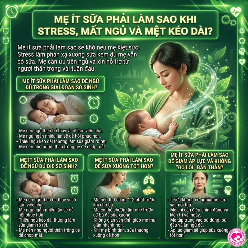 Mẹ ít sữa phải làm sao khi bị stress mất ngủ mệt mỏi