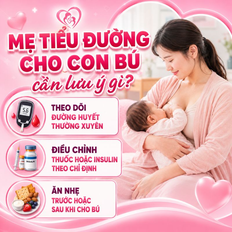 Mẹ tiểu đường cho con bú cần lưu ý gì