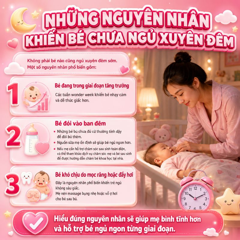 nguyên nhân khiến bé chưa ngủ xuyên đêm