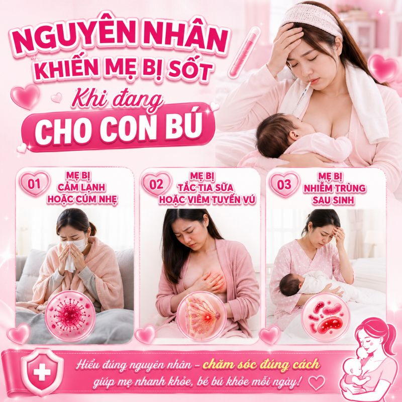 nguyên nhân khiến mẹ bị sốt khi đang cho con bú
