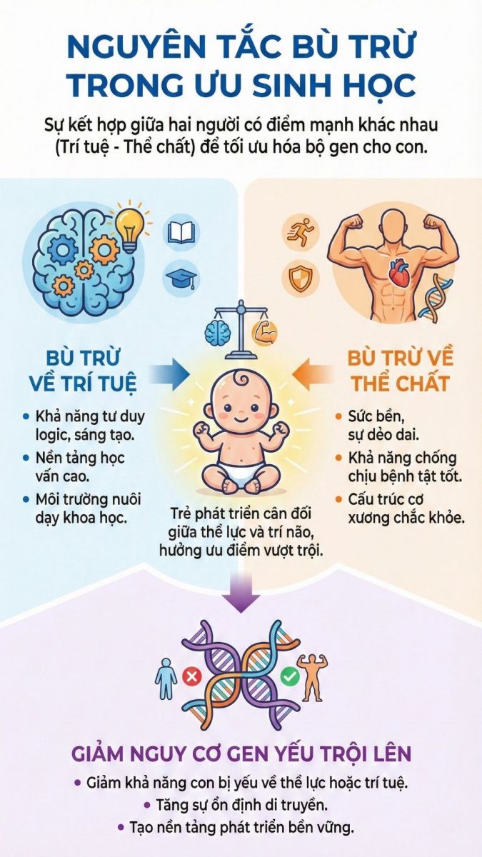 nguyên tắc bù trừ trong ưu sinh giúp trẻ phát triển trí não và thể chất