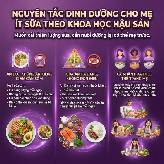Nguyên tắc dinh dưỡng cho mẹ sau sinh
