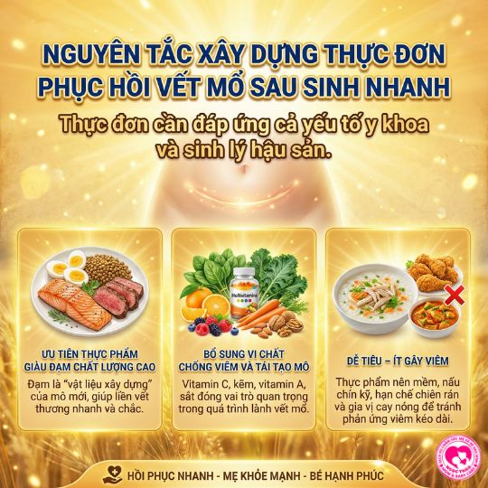 Nguyên tắc xây dựng thực đơn cho mẹ sinh mổ