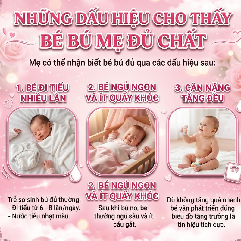 những dấu hiệu cho thấy bé bú mẹ đủ chất