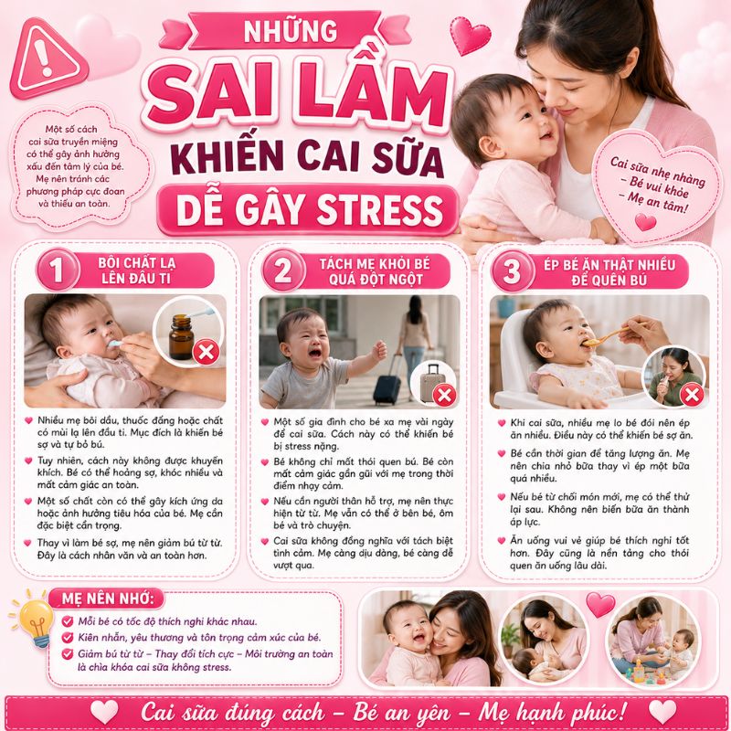 những sai lầm khiến cai sữa dễ gây stress