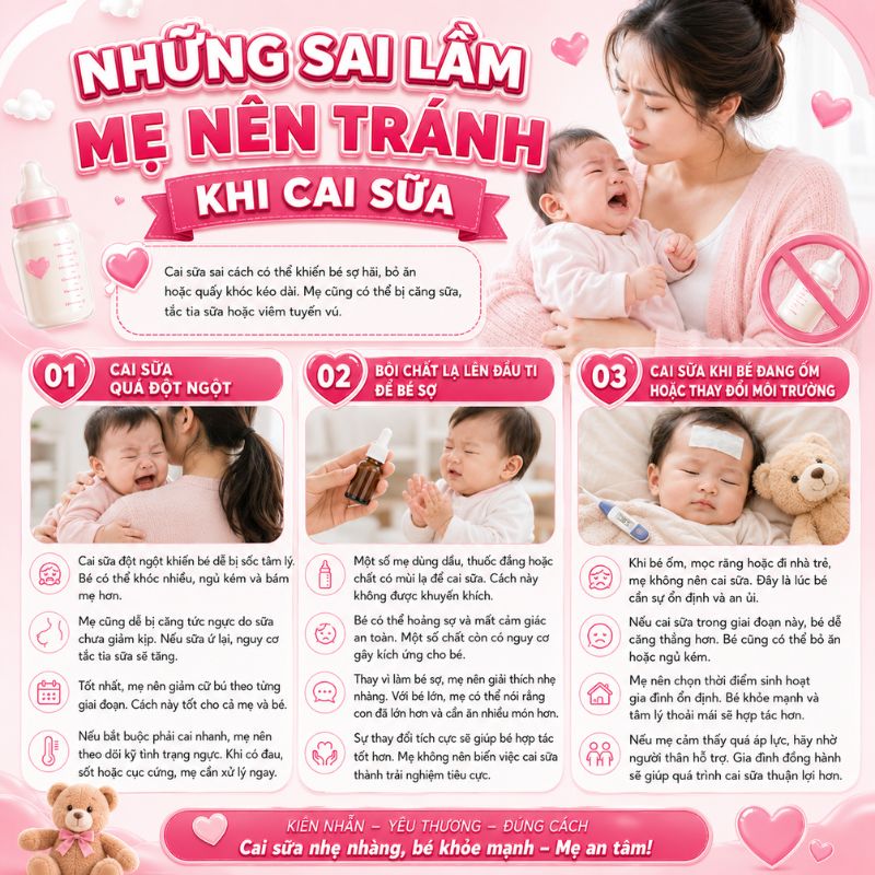 những sai lầm mẹ nên tránh khi cai sữa