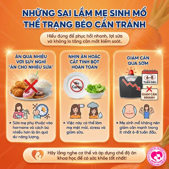 những sai lầm mẹ sinh mổ thể trạng béo cần tránh