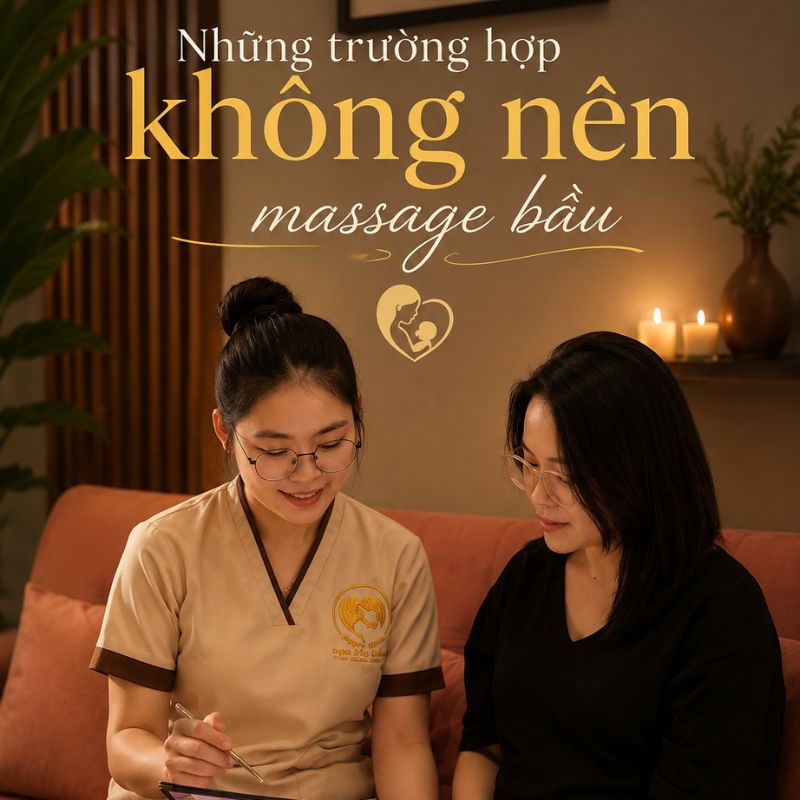 nhân viên đang tư vấn cho mẹ tình trạng sức khỏe trước khi bắt đầu liệu trình massage bầu