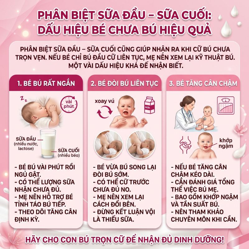 dấu hiệu bé chưa bú hiệu quả
