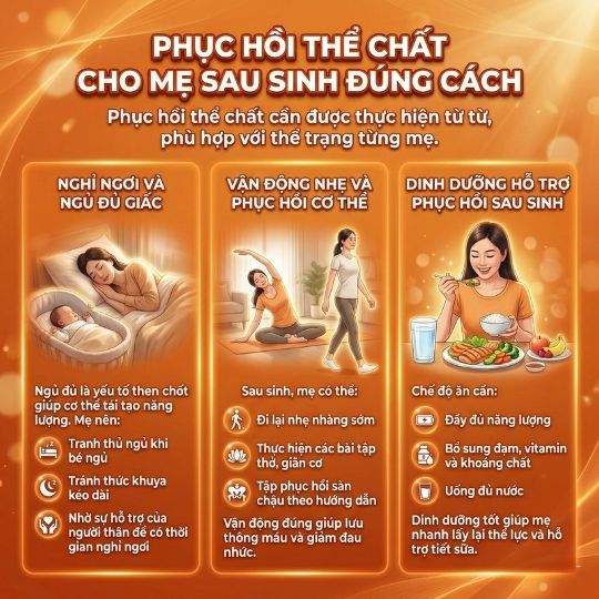 phục hồi thể chất cho mẹ sau sinh