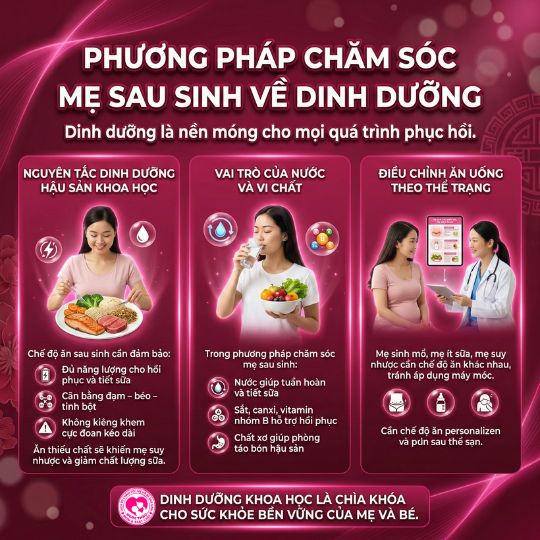 phương pháp chăm sóc mẹ sau sinh về dinh dưỡng