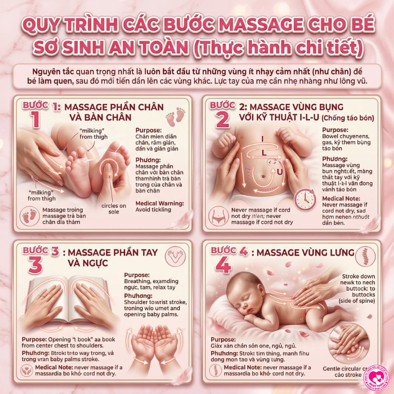 quy trình massage cho bé sơ sinh