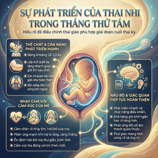 sự phát triển của thai nhi trong tháng thứ tám