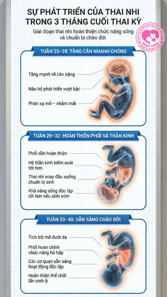 sự phát triển của thai nhi trong 3 tháng cuối thai kỳ