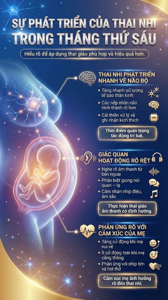sự phát triển của thai nhi trong tháng thứ sáu