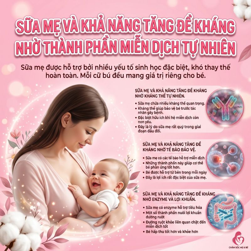 sữa mẹ và khả năng tăng đề kháng nhờ thành phần miễn dịch tự nhiên
