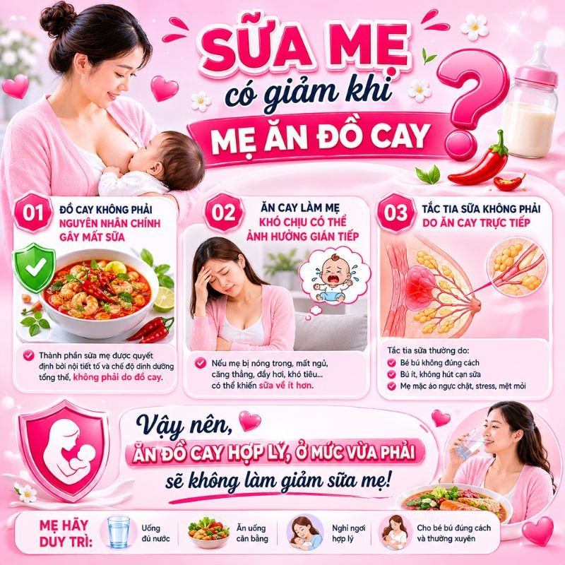 sữa mẹ có giảm khi mẹ ăn đồ cay