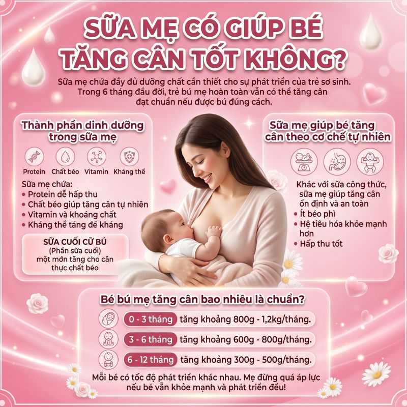 sữa mẹ có giúp bé tăng cân tốt không