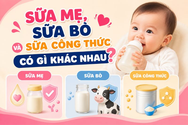 sữa mẹ sữa bò sữ công thức có gì khác nhau