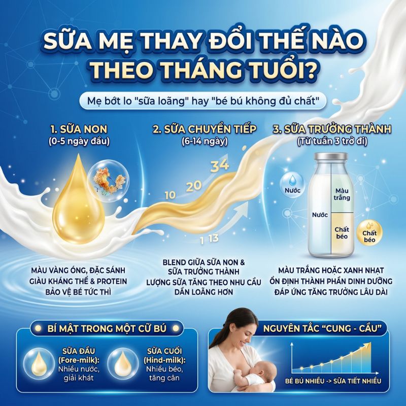 sữa mẹ thay đổi thế nào theo tháng tuổi